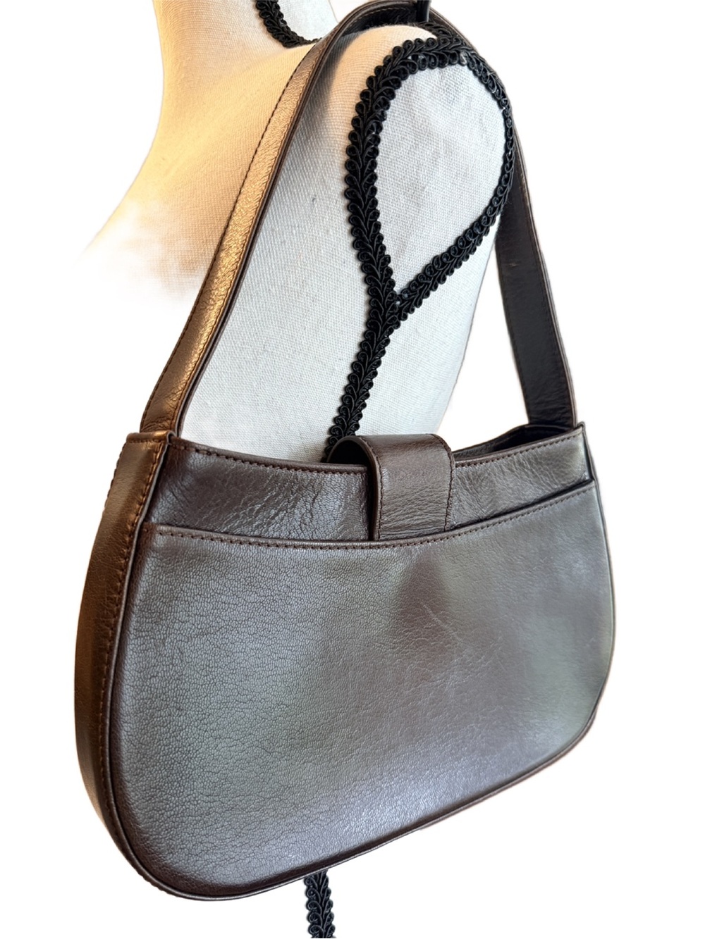 Charles Jourdan Paris Vintage Brown Leather Horsebit Style Shoulder Bag - Picture 4 of 9